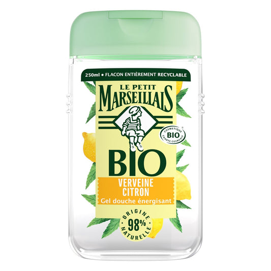 Gel douche Energisant Verveine Citron Bio Sans Sulfate LE PETIT MARSEILLAIS le flacon de 250mL