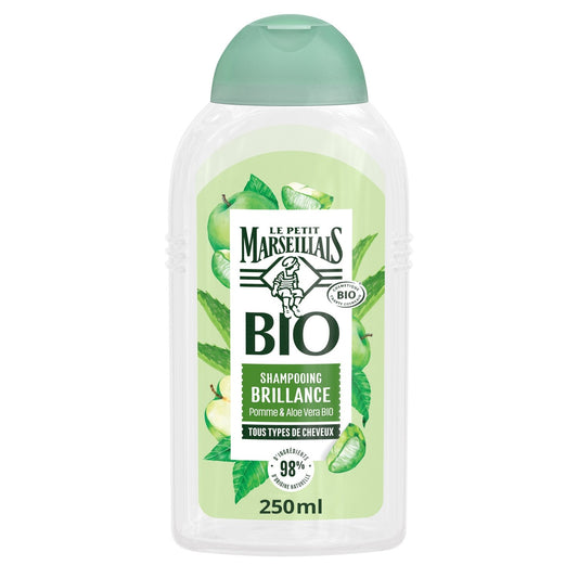 Shampoing Bio Brillance Cheveux normaux Pomme & Aloé Vera LE PETIT MARSEILLAIS le flacon de 240mL