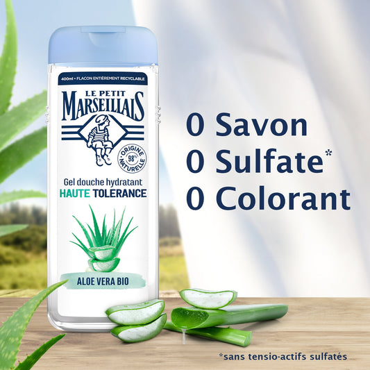 High Tolerance Moisturizing Shower Gel with Organic Aloe Vera LE PETIT MARSEILLAIS