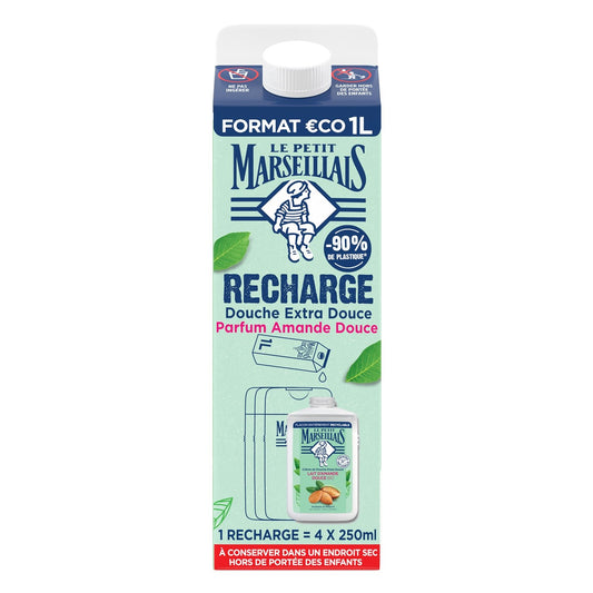 Extra Gentle Shower Cream Moisturizes and Nourishes with Sweet Almond Milk Eco Refill LE PETIT MARSEILLAIS