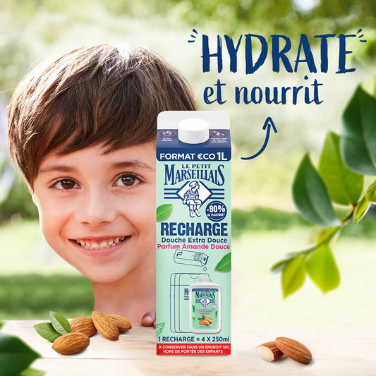Extra Gentle Shower Cream Moisturizes and Nourishes with Sweet Almond Milk Eco Refill LE PETIT MARSEILLAIS
