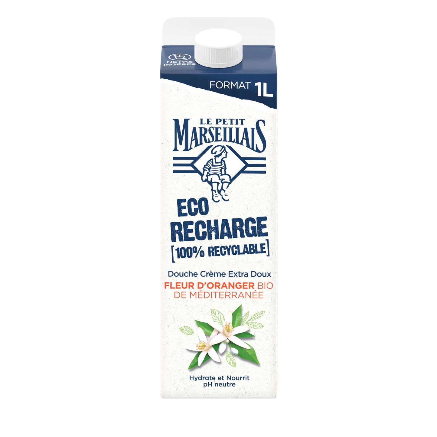 Extra Gentle Shower Cream Moisturizes and Nourishes with Organic Mediterranean Orange Blossom Eco Refill LE PETIT MARSEILLAIS
