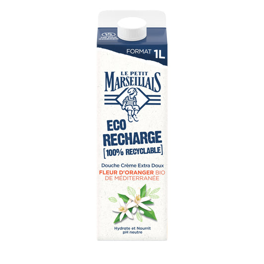 Extra Gentle Shower Cream Moisturizes and Nourishes with Organic Mediterranean Orange Blossom Eco Refill LE PETIT MARSEILLAIS
