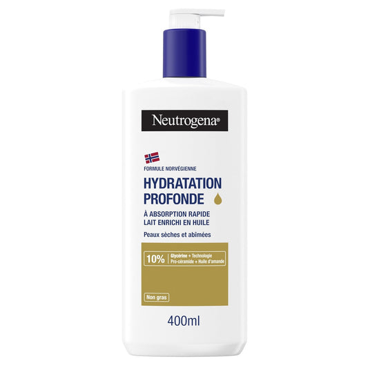 Lait Corps Peau Très Sèche Hydratation 48h Enrichi en Huile NEUTROGENA la pompe de 400mL