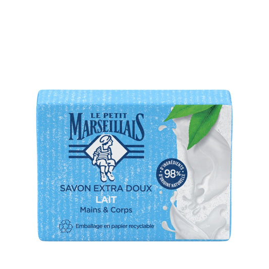 Savon Solide Mains Et Corps Extra Doux Lait LE PETIT MARSEILLAIS les 2 savons de 100g