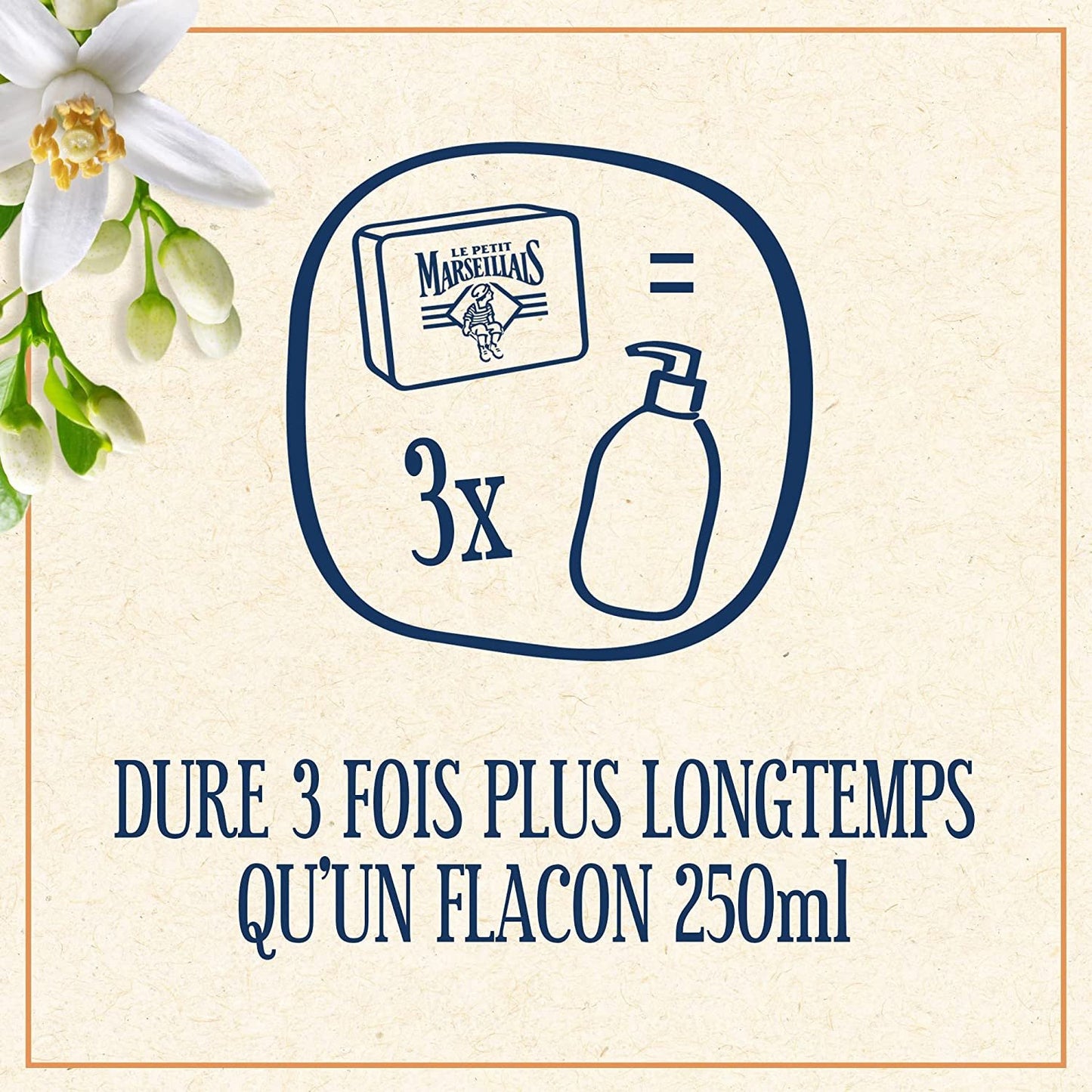 Savon Solide Mains Corps Extra Doux Fleur d'Oranger LE PETIT MARSEILLAIS