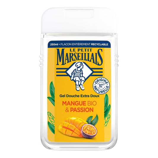Gel douche Extra Doux Mangue et Passion Bio LE PETIT MARSEILLAIS le flacon de 250mL