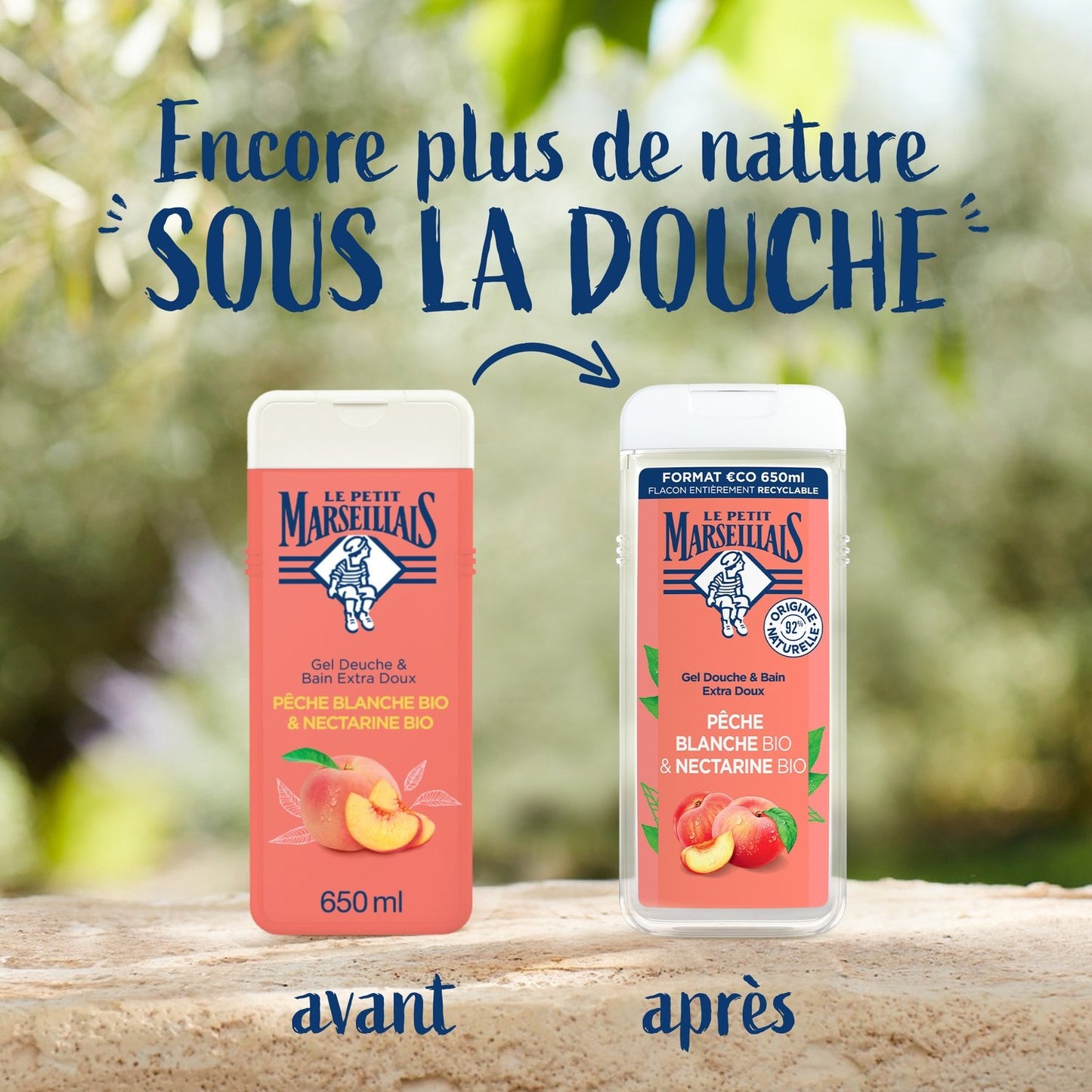 Gel Douche Hydratant et Rafraîchissant Pêche Blanche et Nectarine Bio LE PETIT MARSEILLAIS
