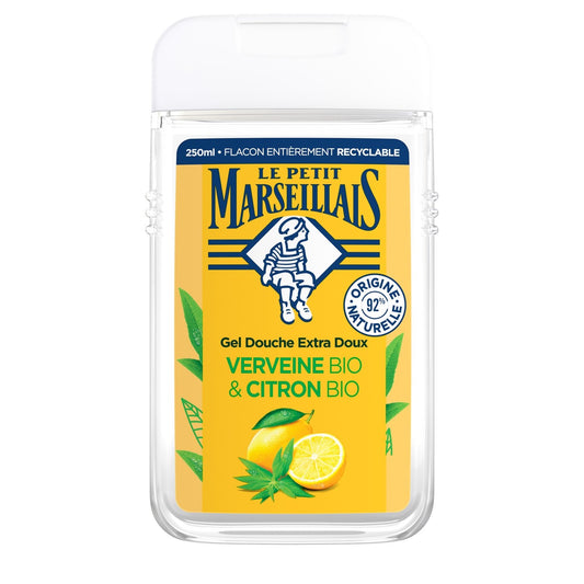 Gel Douche Hydratant Rafraîchissant Verveine et Citron Bio LE PETIT MARSEILLAIS le flacon de 250mL