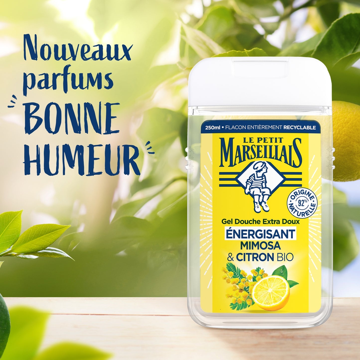 Gel Douche Extra Doux Energisant Mimosa et Citron Bio LE PETIT MARSEILLAIS