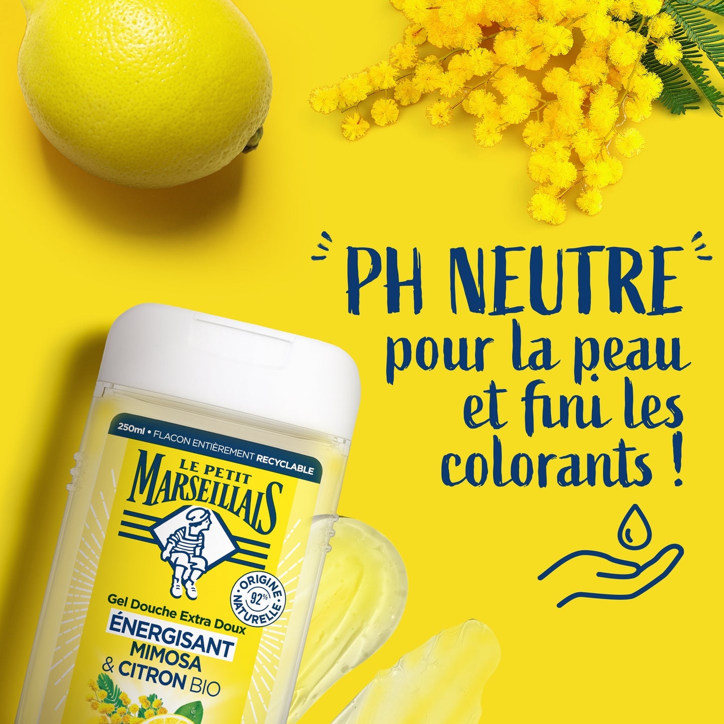 Gel Douche Extra Doux Energisant Mimosa et Citron Bio LE PETIT MARSEILLAIS