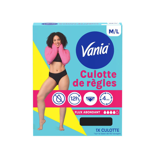 Culotte Menstruelle Taille M/l Noire Flux Abondant VANIA la culotte