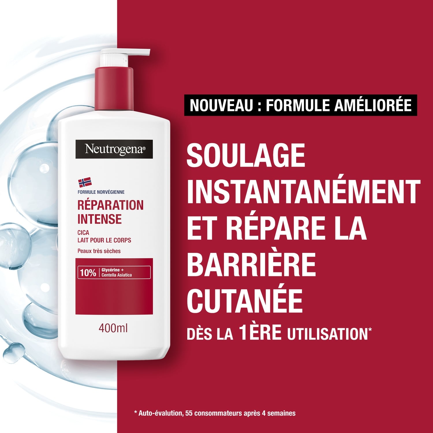Lait Réparation Intense Apaisant Hydratant Cica Peau Très Sèche NEUTROGENA 