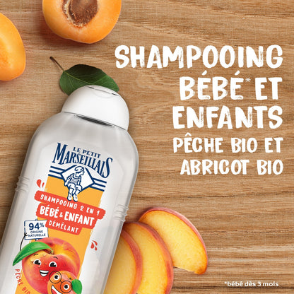 Pfirsich- und Aprikosen-Entwirrungsshampoo für Babys und Kinder 2 in 1 LE PETIT MARSEILLAIS
