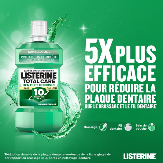10-in-1 Fresh Mint Alcohol-Free Mouthwash for Teeth and Gums Listerine