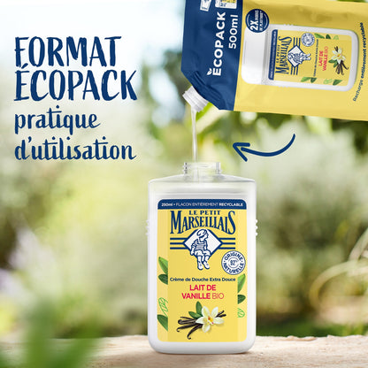 Recharge Crème de Douche Extra Douce au Lait de Vanille Bio LE PETIT MARSEILLAIS