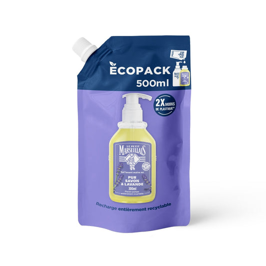 Recharge Gel Lavant Pur Savon Lavande LE PETIT MARSEILLAIS le flacon de 500mL