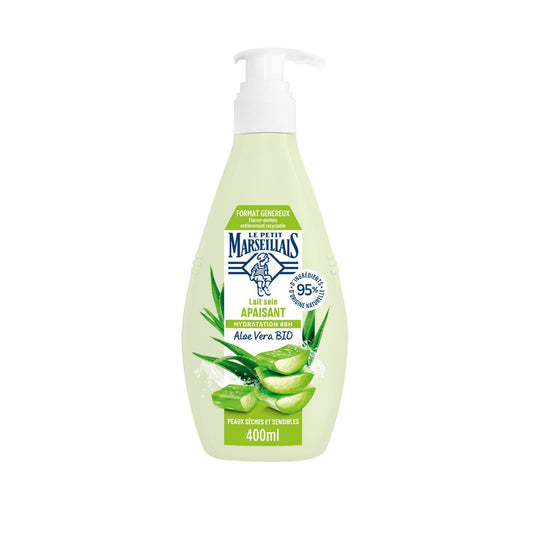 Lait Apaisant Hydratation 48h Aloe Vera Bio LE PETIT MARSEILLAIS le flacon de 400mL