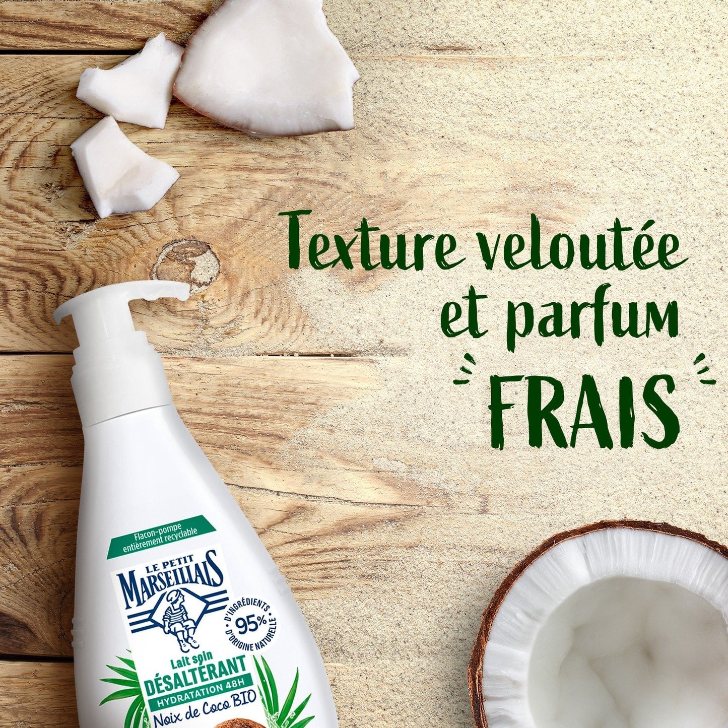Lait Corps Peau Déshydratée Hydratation 48h Noix de Coco Bio LE PETIT MARSEILLAIS