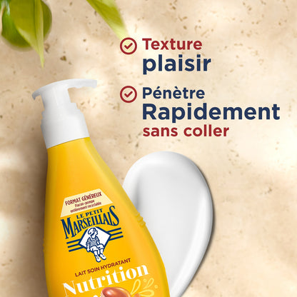 Lait Corps Peau Très Sèche Nutrition Hydratante Beurre de Karité Amande Douce Huile d'Argan LE PETIT MARSEILLAIS