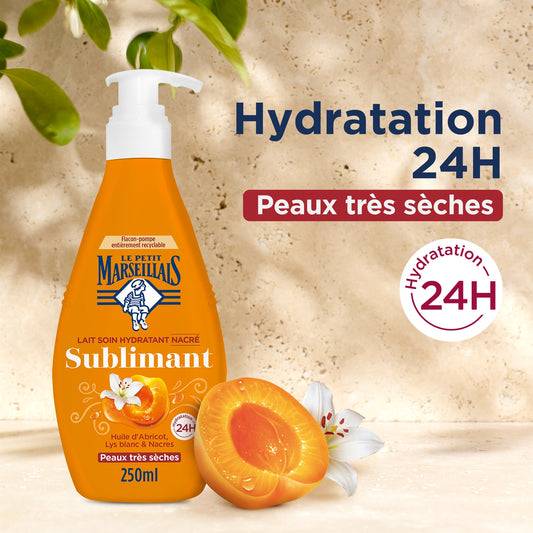 Lait Corps Peau Très Sèche Hydratant Nacré Sublimant Huile d'Abricot LE PETIT MARSEILLAIS