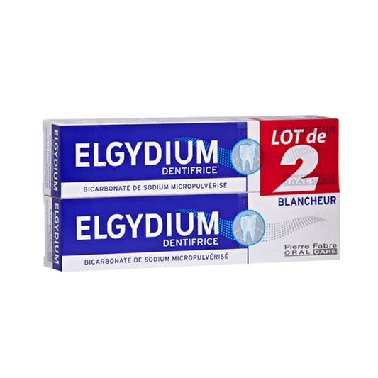 Dentifrice Blancheur Anti-Tâches Anti-Caries ELGYDIUM les 2 tubes de 75 ml