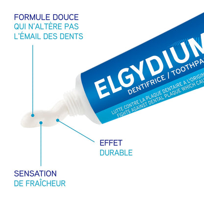 Dentifrice Anti-plaque Efficacité Prouvée Reminéralise les Dents Protège l'Email Rafraîchit ELGYDIUM 