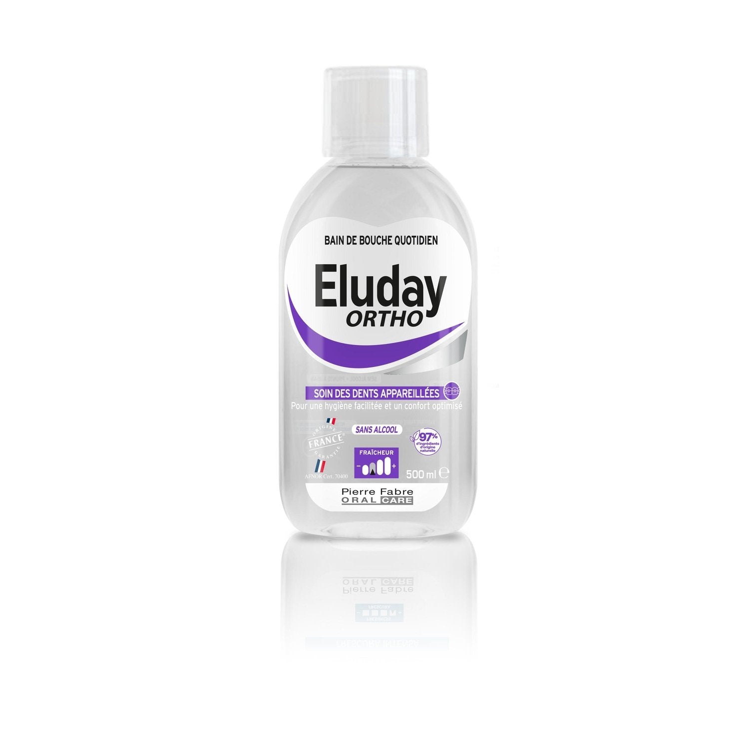 Bain de Bouche Adulte et Enfant +10 Ans Hygiène et Confort Anti6plaque Fluorinol Sans Alcool Ortho ELUDAY CARE le flacon de 500mL