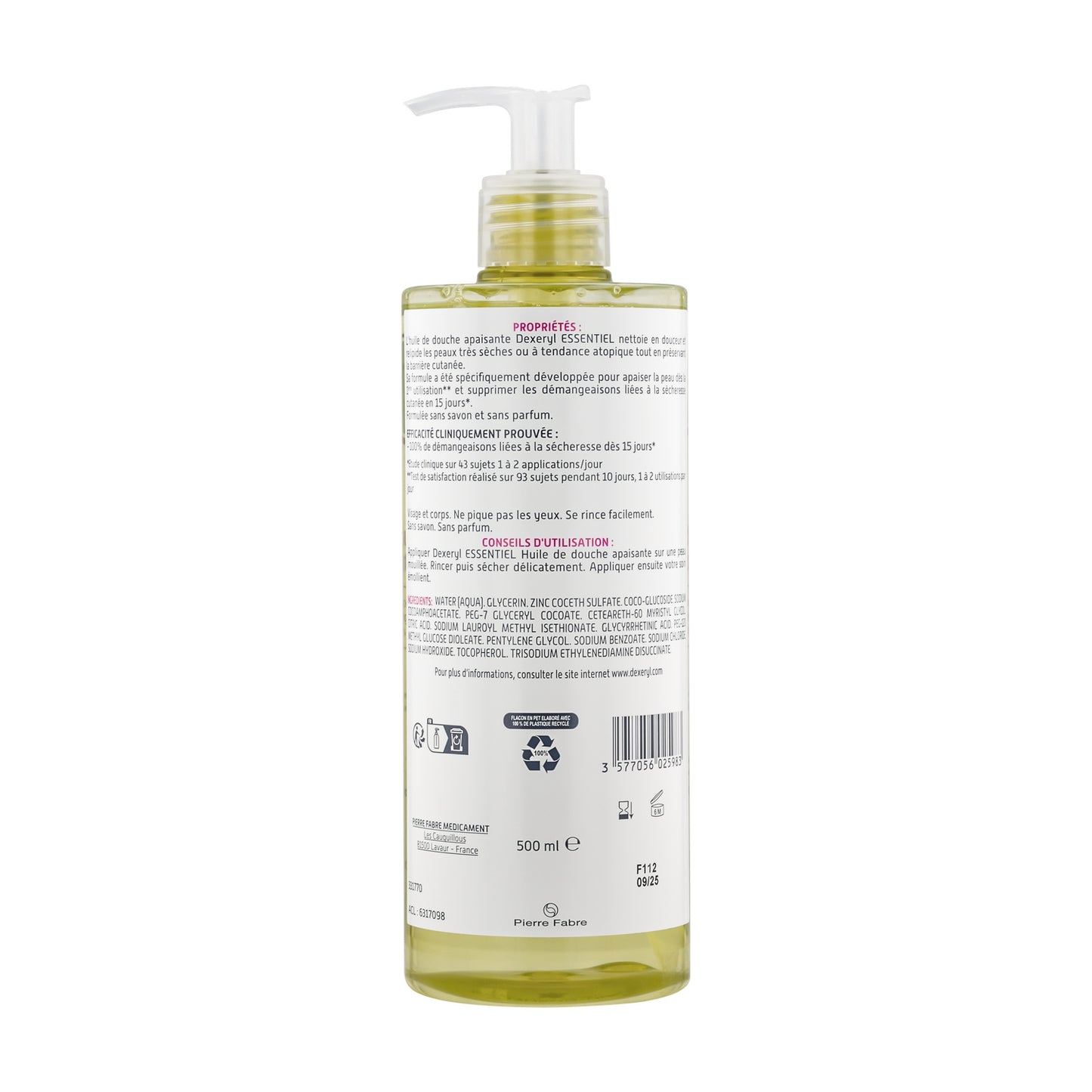 Huile de douche Corps Peaux Sèches à Tendance Atopique Nettoie et Apaise Dexeryl Essentiel DEXERYL 