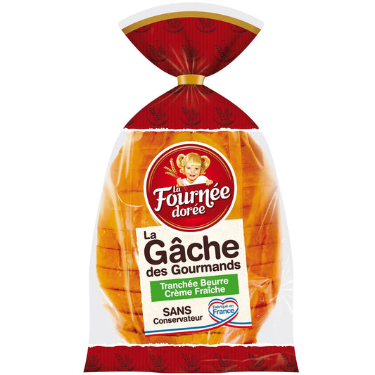 Gâche des Gourmands Tranchée Beurre et Crème Fraîche LA FOURNEE DOREE le paquet de 450g