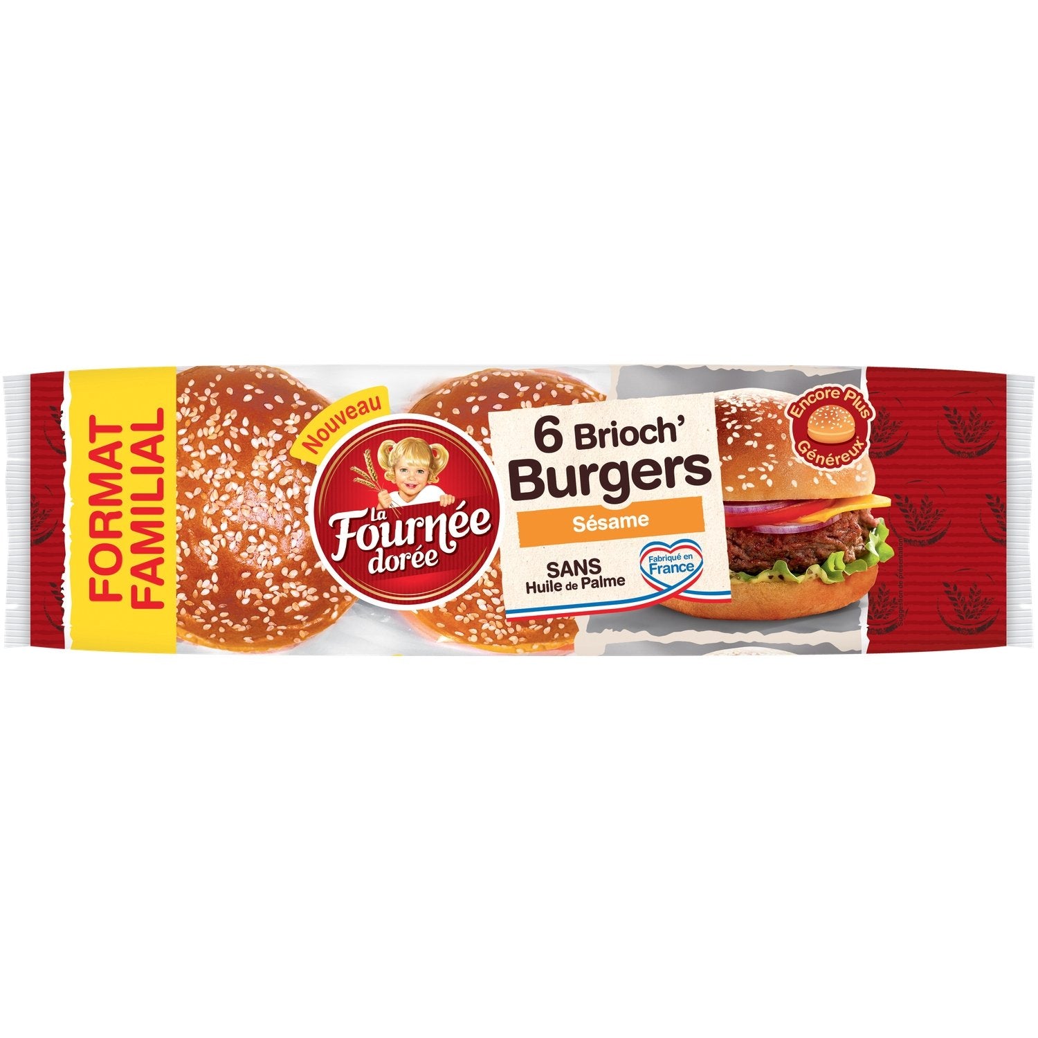 Pains Brioch'burger Sésame LA FOURNEE DOREE le paquet de 450g
