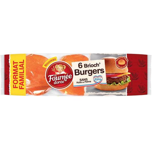 Pains Brioch'burger Buns Nature LA FOURNEE DOREE le sachet de 150g