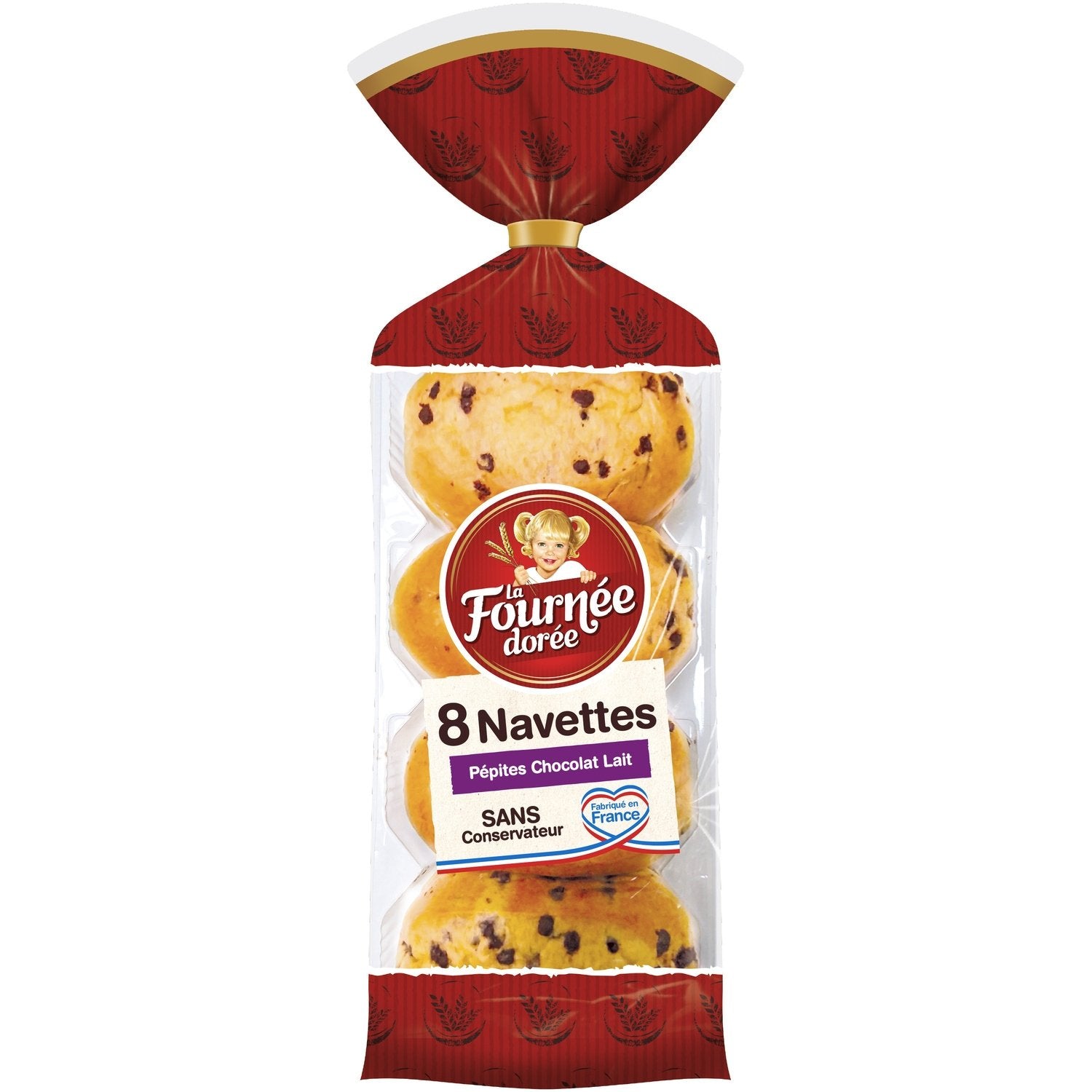 Navettes Pépites Chocolat Lait LA FOURNEE DOREE les 8 navettes de 45 g