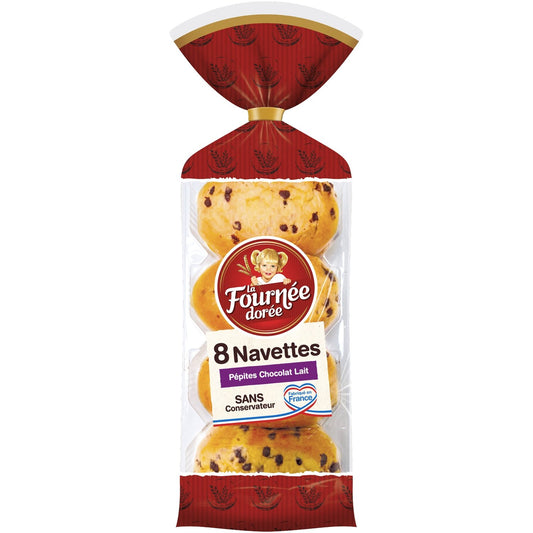 Navettes Pépites Chocolat Lait LA FOURNEE DOREE les 8 navettes de 45 g