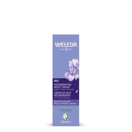 Crème de Nuit Visage Femme Peau Normale à Sèche Hydratante Iris WELEDA le tube de 30 ml