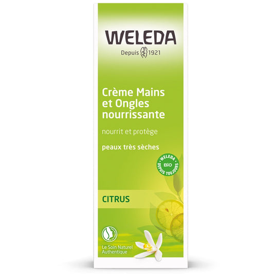 Crème Mains et Ongles Sèches et Abîmées aux Citrus WELEDA le flacon de 500mL