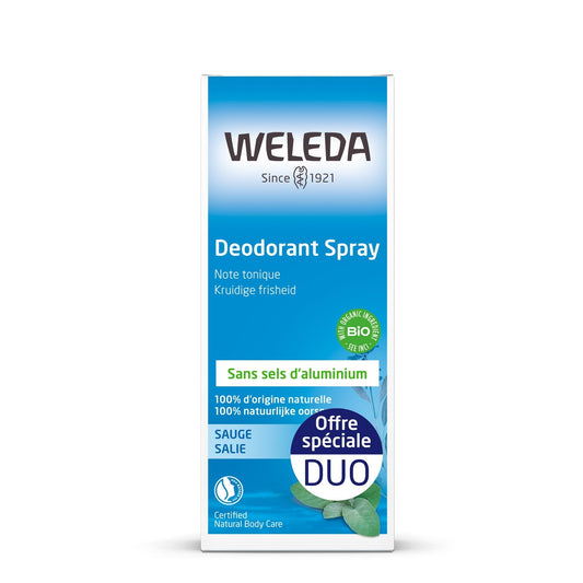 Déodorant Spray Femme Note Fraîche et Tonique Sauge Bio WELEDA le lot de 2 sprays