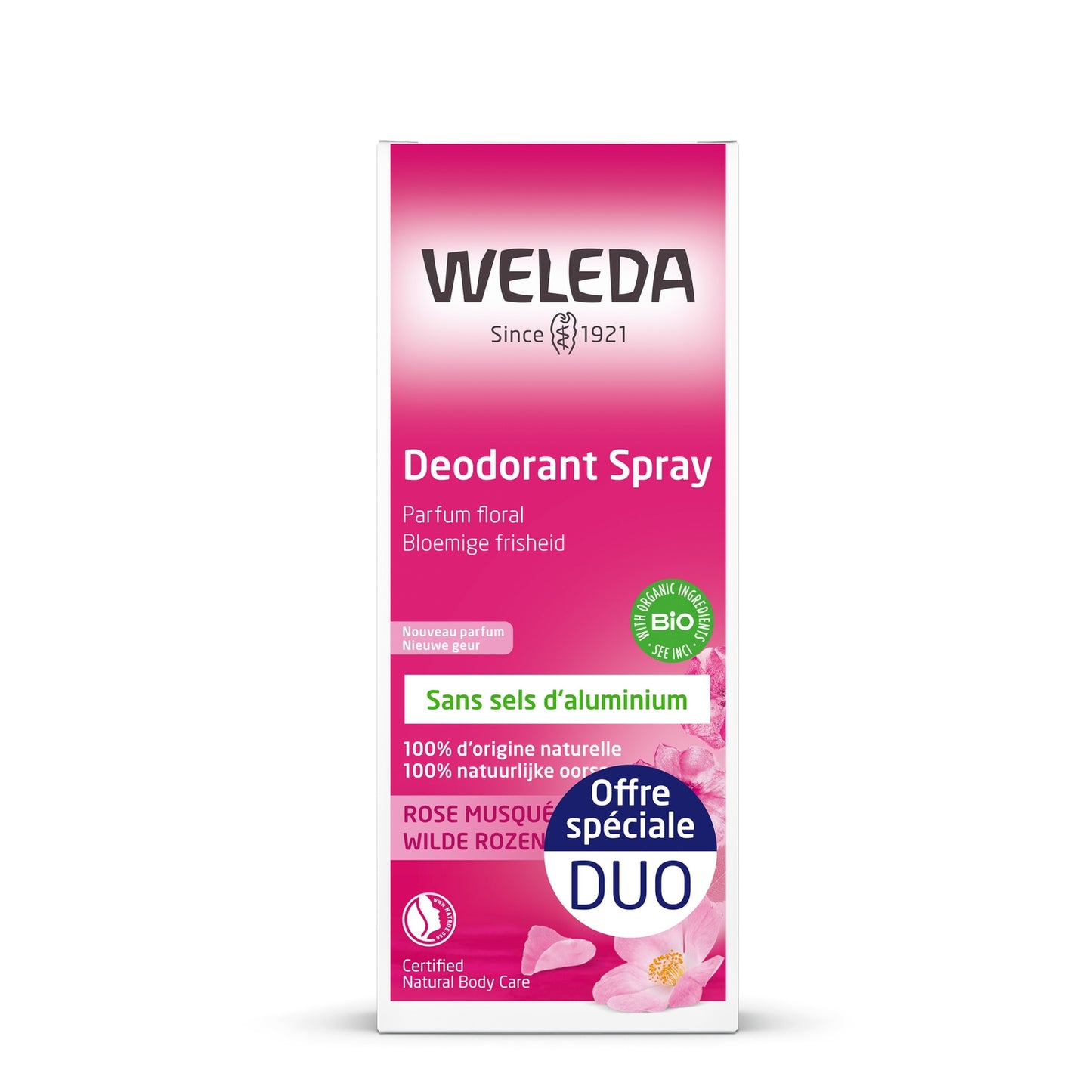 Déodorant Spray Femme Protection Efficace Fraîcheur et Bien-Être Rose Musquée Bio WELEDA