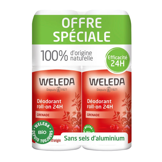 Déodorant Femme 24h Grenade WELEDA le lot de 2 roll-on