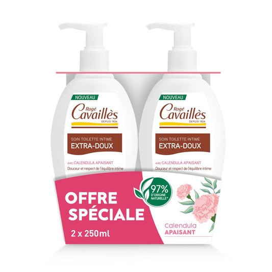 Soin Intime Calendula Apaisant Extra-Doux ROGE CAVAILLES le lot de 2 pompes de 250mL