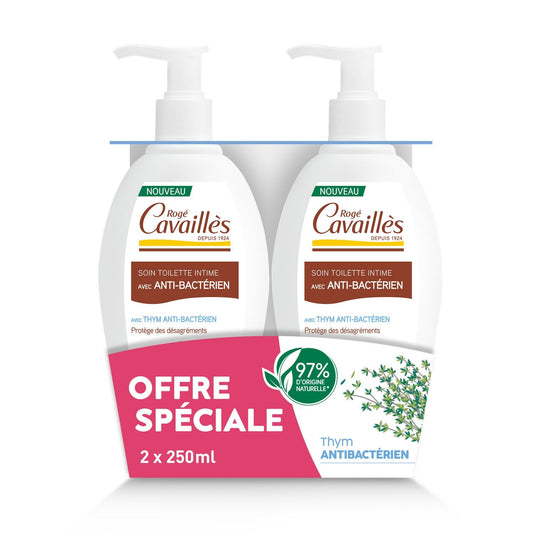 Soin Intime Naturel Anti-Bactérien ROGE CAVAILLES le lot de 2 pompes de 250mL