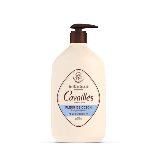 Gel Douche Peaux Sensibles au Surgras Végétal Pro-Régénérant à la Fleur de Coton ROGE CAVAILLES le flacon de 1L
