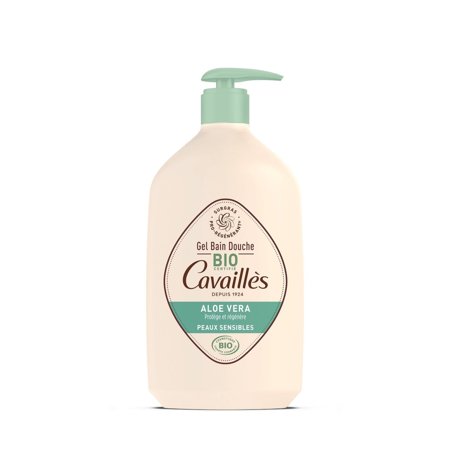 Gel Douche Corps Peaux Sensibles Aloe Vera Surgras Végétal Pro-Régénérant Bio ROGE CAVAILLES le flacon de 1L