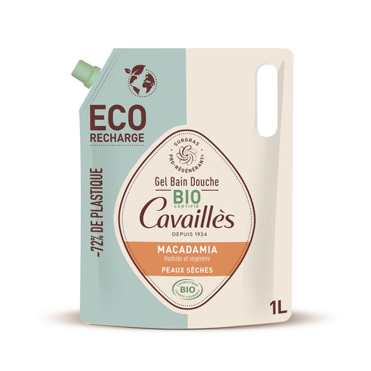Body Shower Gel Refill Hydrates and Protects with Macadamia Surgras Vegetable Pro-Regenerating Organic ROGE CAVAILLES