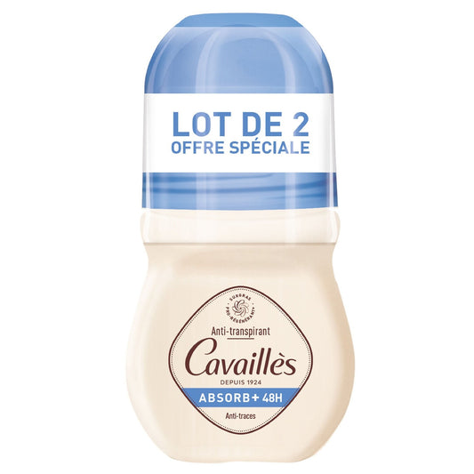 Déodorant Roll-On Homme Efficacité 48h Anti-Transpirant Anti-Traces Absorb+ ROGE CAVAILLES le lot de 2 roll-on