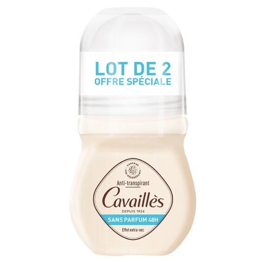 Déodorant Roll-On Femme Anti-Transpirant Sans Parfum ROGE CAVAILLES le lot de 2 roll-on
