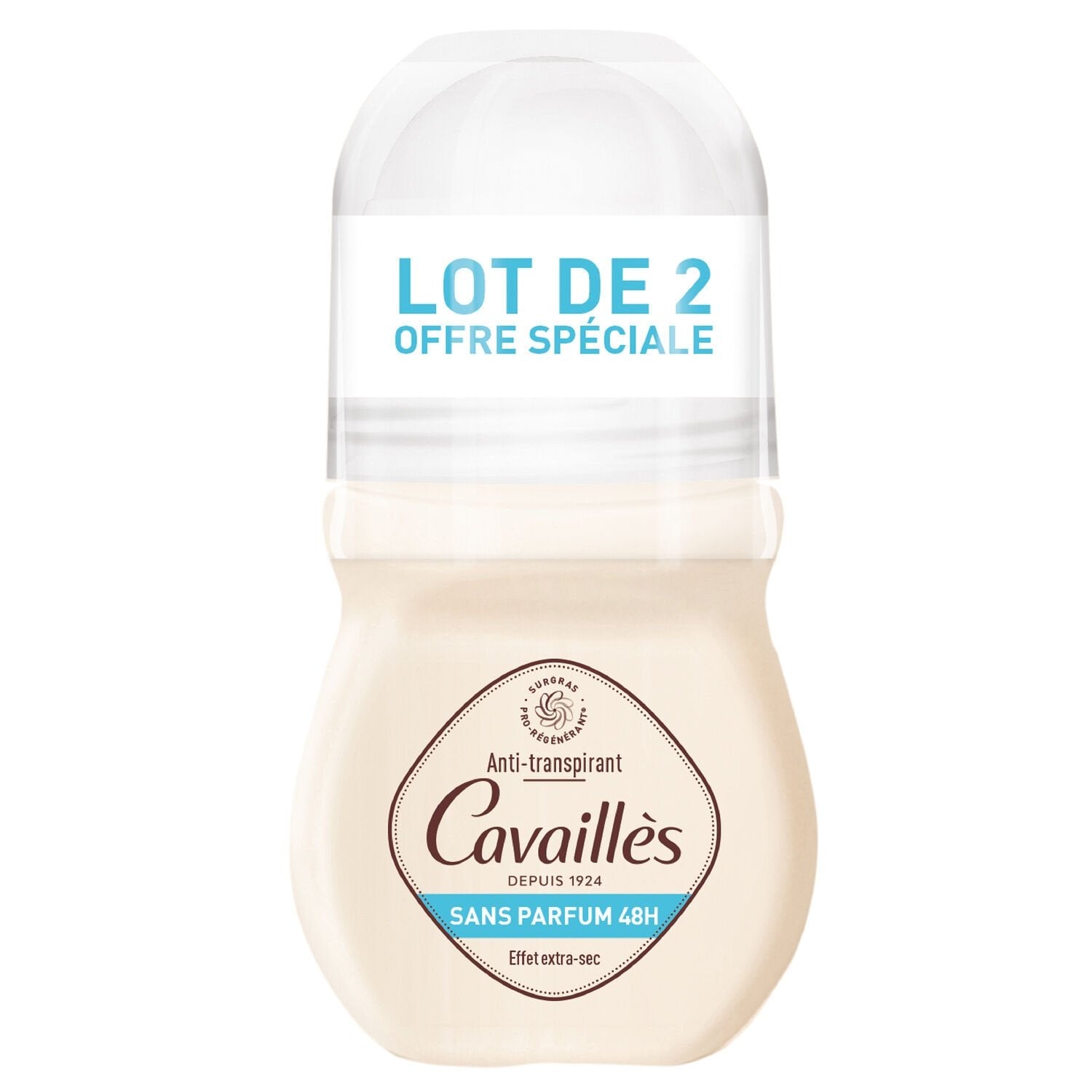 Déodorant Roll-On Femme Anti-Transpirant Sans Parfum ROGE CAVAILLES le lot de 2 roll-on