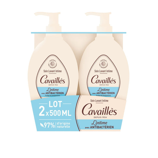 Soin Intime Protège des Désagréments l'Intime avec Antibactérien ROGE CAVAILLES les 2 pompes de 500mL