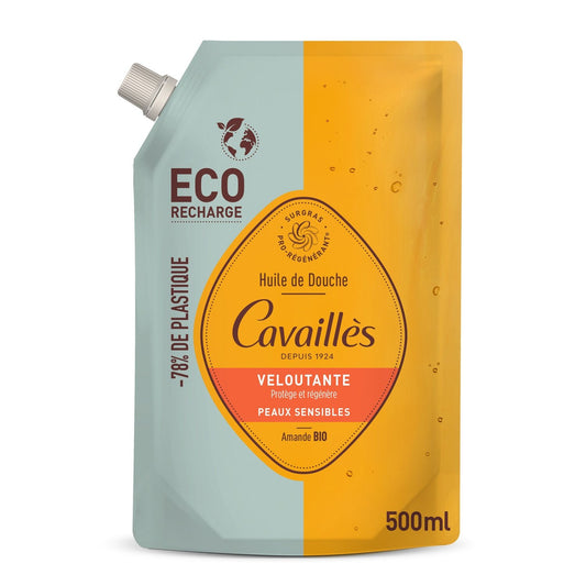 Recharge Huile de Douche Huile Corps Veloutante Amande Protège et Régénère Peaux Sensibles Bio ROGE CAVAILLES la recharge de 500mL