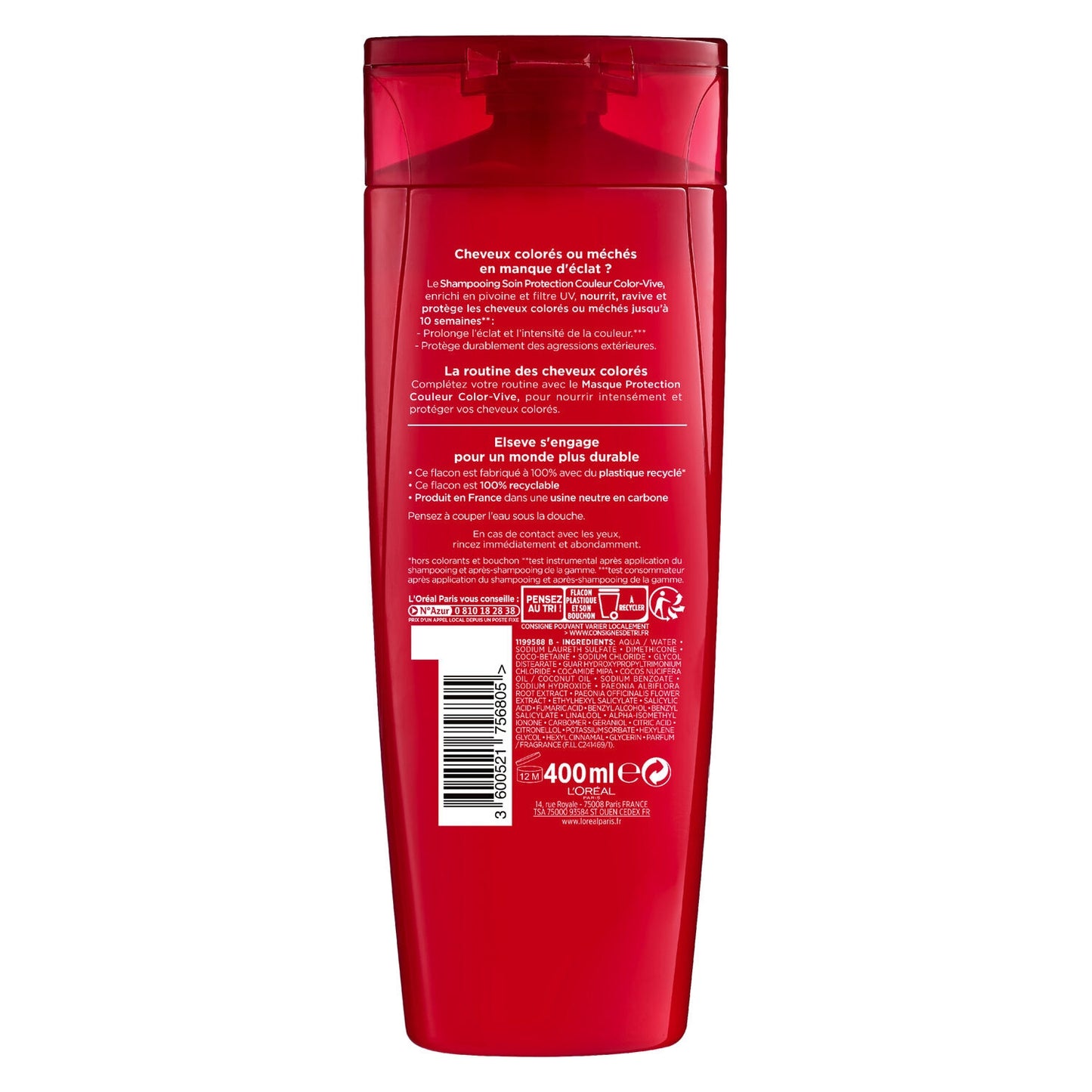 Shampoing Soin Protection Couleur Cheveux Colorés Color-Vive ELSEVE